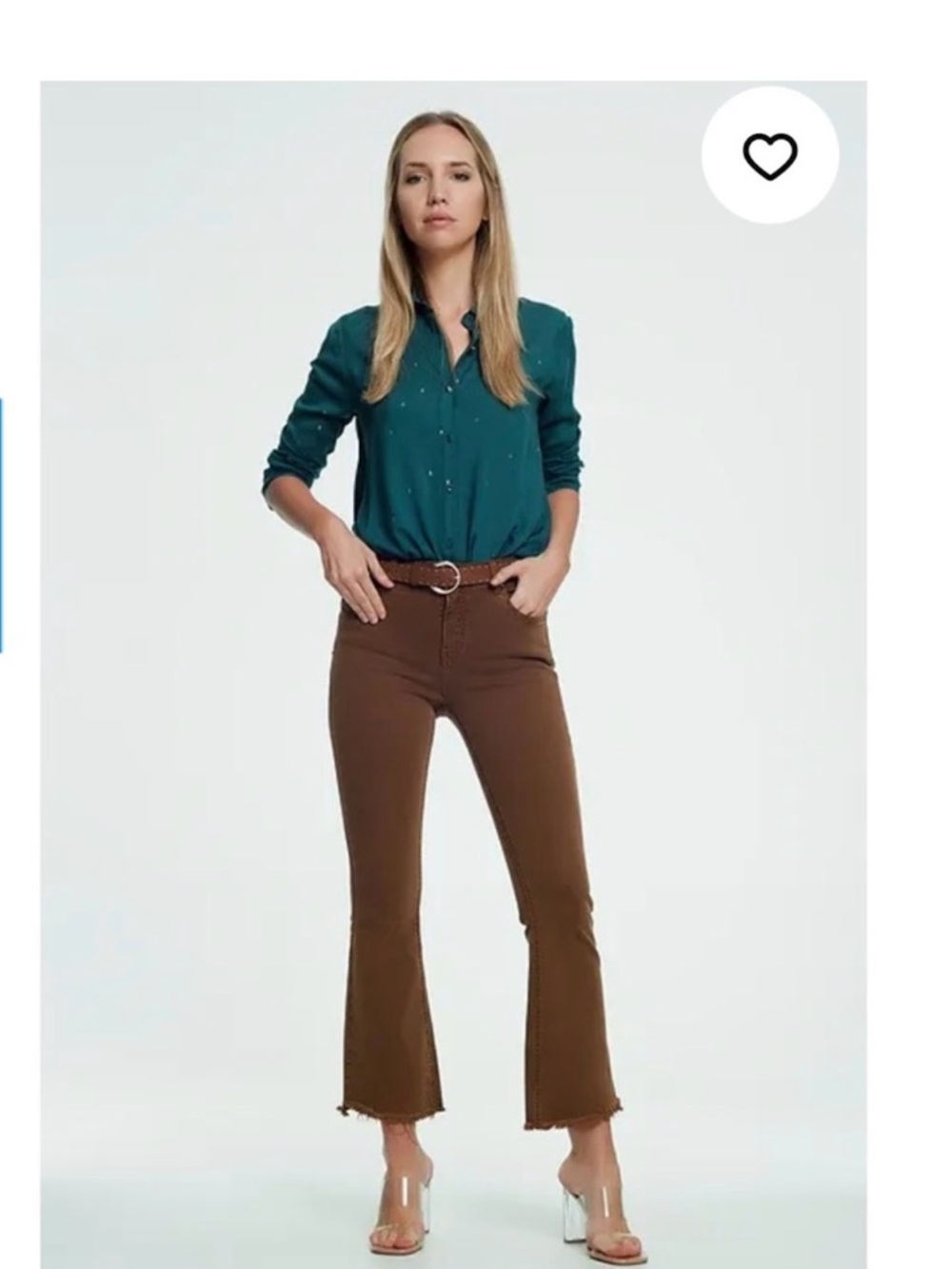 Q2 Women's Cropped Ankle Jeans in Rust Brown